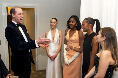 Prince William, Prince of Wales, president of Bafta meets  EE Rising Stars Phoebe Dynevor, Ayo Edebiri, Sophie Wilde and Mia McKenna Bruce