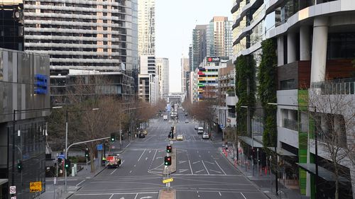 The empty streets of Melbourne.