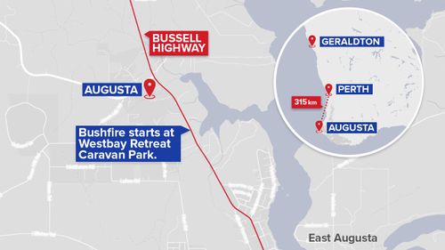 The fire is burning more than 300km south of Perth. 