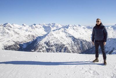 On-set pictures: Mr Craig up against the Tyrolean Alps.