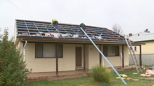 A storm that tore through Orange last night ripped roofs off houses.