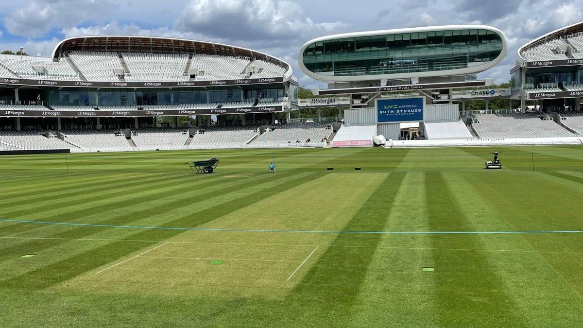 The Lord&#x27;s wicket ahead of the second Ashes Test between England and Australia.