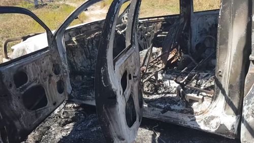 The charred remains of the ute were found several hours later. (9NEWS)