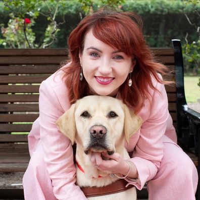 Ingrid Barnes with her guide dog Banner.