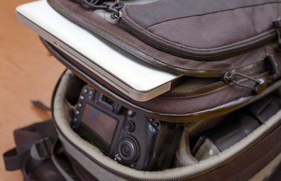 Hand luggage (carry on) with laptop and camera valuables