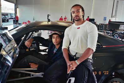 Archie Madekwe (left) and Jann Mardenborough meeting for the first time at Silverstone. 