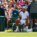 Nick Kyrgios argues with the chair umpire about a &quot;drunk&quot; fan during his Wimbledon men&#x27;s final against Novak Djokovic.
