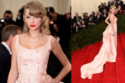 Taylor Swift looking pretty in pink.<br/><br/>(Images: Getty)