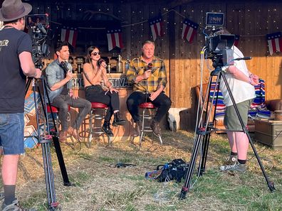 Kelly Jones from Stereophonics along with Patty Lynn and Dwight Baker of The Wind and The Wave perform together as Far From Saints at Black Deer Festival of Americana 2023 in Kent, UK