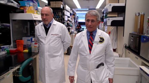 Dr Antony Fauci (right) said a 10-year flu vaccine would be a "game-changer". (60 Minutes)