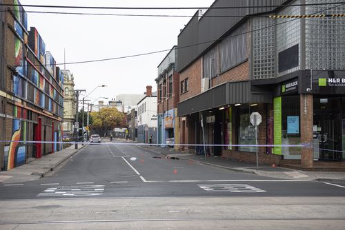 The scene the shooting outside Love Machine nightclub in Prahran, Melbourne. (AAP Image/Ellen Smith)