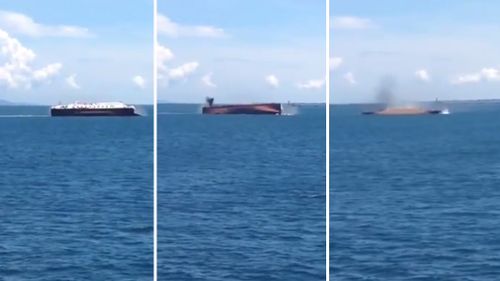A Youtube video claims to show footage of the ferry capsizing off  Bali. (Youtube / Dans)