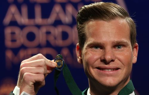 Steve Smith with the Allan Border Medal, but what of his reputation now? Picture: AAP