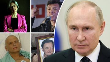 Vladimir Putin and four of his now-dead critics