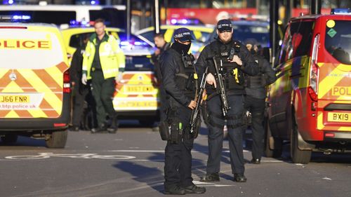 Counter-terrorism police at the scene of the London attack.