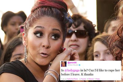 There were plenty of celebratory celeb tweets as the year began, but the first star to offend via Twitter was reality star Nicole 'Snooki' Polizzi. "Is @ladygaga in la? Cuz I'd like to rape her before I leave. K thanks," the <i>Jersey Shore</i> star tweeted. Gaga ignored the tweet, although her loyal fans certainly didn't!