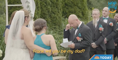 12-year-old's question brings groom to tears.