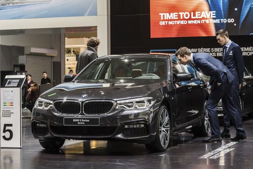 Many of the cars' lane centering systems failed, including the BMW (pictured), Model S and Volvo. Picture: AAP