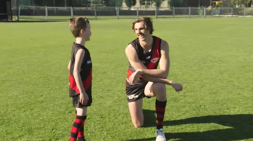 Jack and Joe Daniher hit the field for a bit of bit kick-to-kick. (9NEWS)