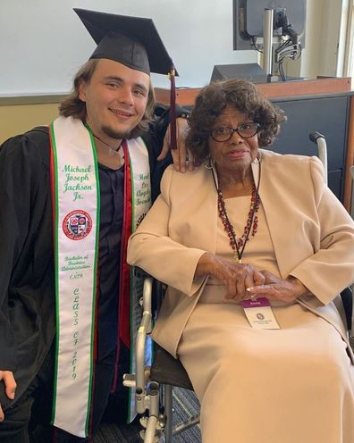 Prince Jackson and Katherine Jackson at graduation