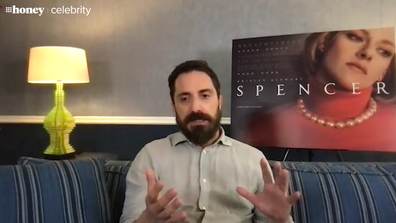 Director Pablo Larraín during Spencer interview junket talking about Princess Diana and Kristen Stewart