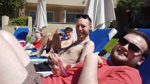 Mr McGrath, 21, enjoyed the Spanish sunshine with his new friends. (Twitter via @joemcgrath)
