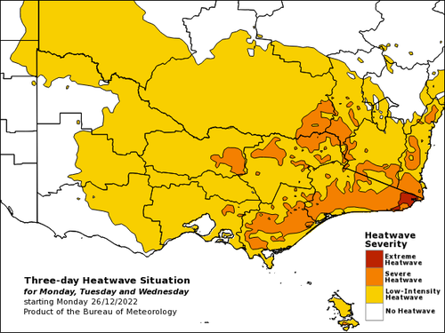 Vague de chaleur balayant NSW et Victoria.
