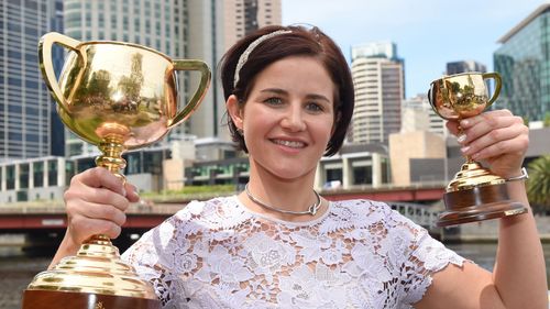 Winners are grinners: Michelle Payne. (9NEWS)