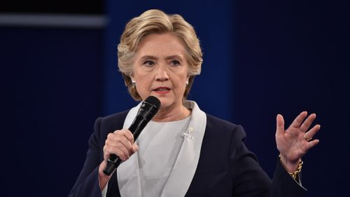 Democratic presidential candidate Hillary Clinton makes a point during the second presidential debate at Washington University in St. Louis, Missouri on October 9, 2016. (AFP)