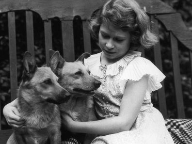Princess Elizabeth and her corgis pictured in 1936