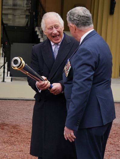 King Charles III (left) attends the start of the Australian Legacy Torch Relay at Buckingham Palace in London, to mark the beginning of the London-leg of the charity's relay race in celebration of their centenary year. Picture date: Friday April 28, 2023.