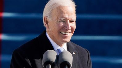 President Joe Biden speaks during the 59th Presidential Inauguration at the U.S. Capitol in Washington, Wednesday, Jan. 20, 2021.(AP Photo/Patrick Semansky, Pool)