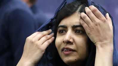 Malala Yousafzai Pakistani Nobel Peace Prize winner is interviewed during a media opportunity to speak to cricket legends and celebrities from each of the competing nations ahead of the Cricket World Cup opening &quot;party&quot; along The Mall in London, Wednesday, May 29, 2019. The opening Cricket World Cup match takes place on Thusday at The Oval in London. (AP Photo/Kirsty Wigglesworth)