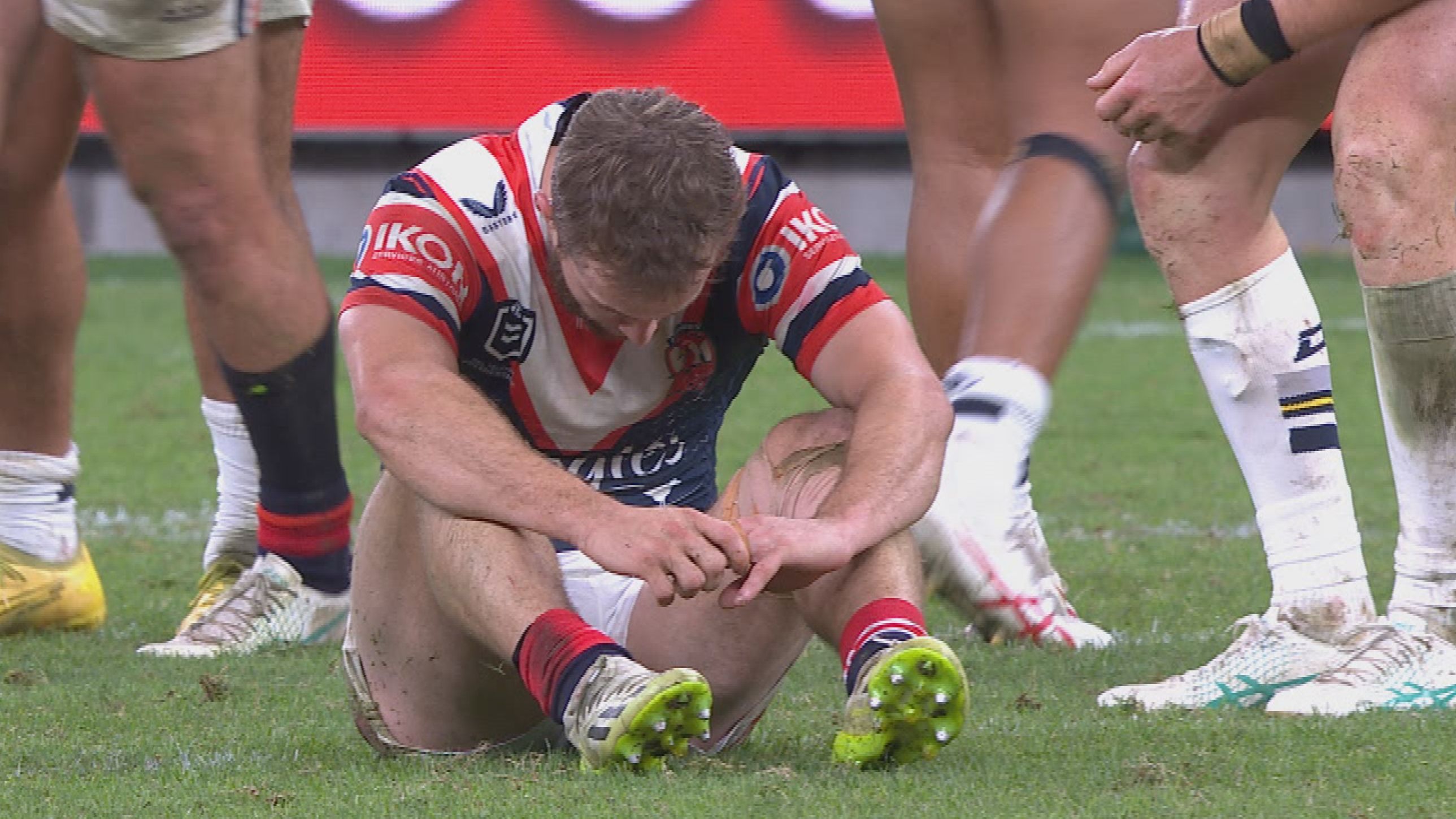 Sam Walker reacts after Roosters&#x27; defeat. 