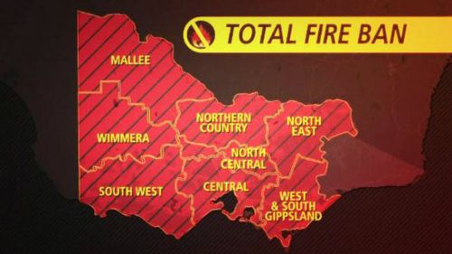 Most of Victoria is under a total fire ban, as fires blaze out of control across the state. (Supplied)