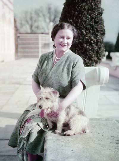The Queen Mother poses with her beloved pooch