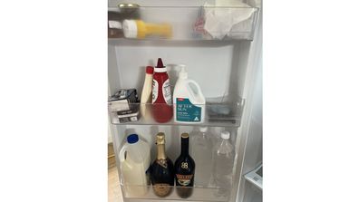 There's something unusual in the door of Ashley's fridge.