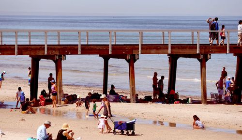 Adelaide's hot weather has taken people to the beach.