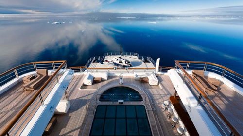 The yacht even boasts a glass-bottomed pool.