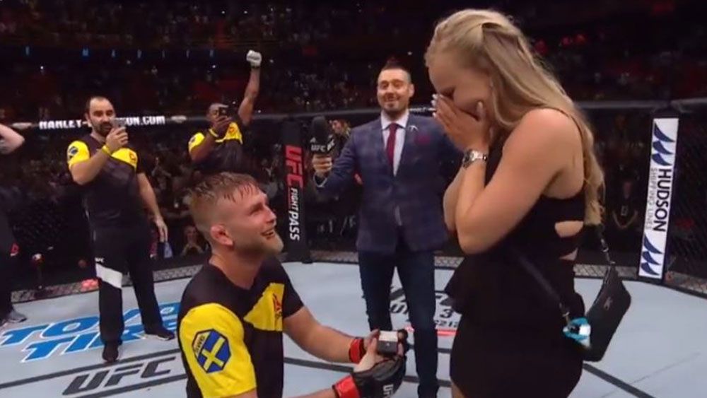 UFC fighter caps off win by proposing to girlfriend