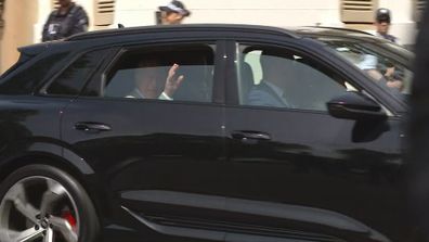 King Charles and Queen Camilla leave the Admiralty.