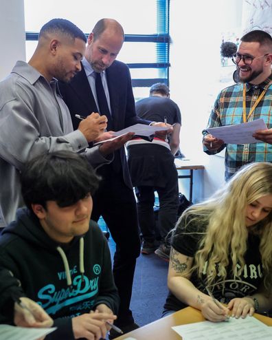 Prince William during a meeting with young people looking for employment during a visit to Aberdeen in Scotland on March 27, 2025.