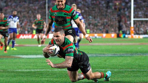Adam Reynolds of Souths scores a try. (Getty)