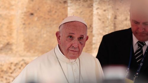 Pope Francis arrives to San Pedro Clever church, in Cartagena. (AAP)