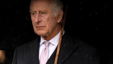 King Charles III arrives to lay a wreath of flowers at St. Nikolai Memorial in Hamburg, Germany, Friday, March 31, 2023. King Charles III arrived Wednesday for a three-day official visit to Germany.