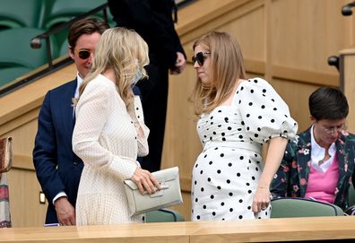 Sophie, Countess of Wessex walks past Edoardo Mapelli Mozzi and Princess Beatrice