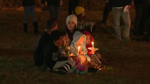 A vigil was held for Indie near the site of the crash last night. Picture: 9NEWS