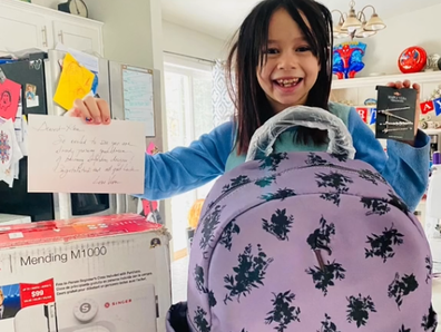 Kaia Aragon with her gifts from iconic US designer, Vera Wang.