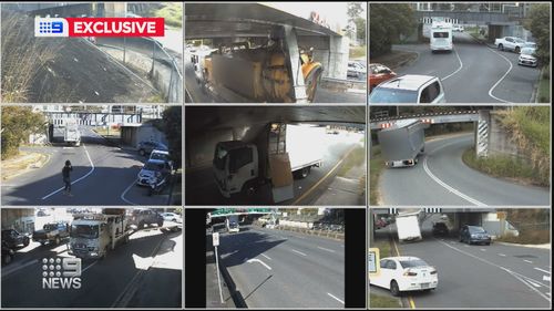 Exclusive video obtained by 9News from Queensland Rail show vehicles smashing into bridges across the state's south east.