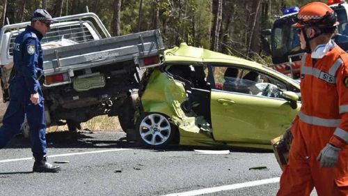 The scene of the crash, on the Pacific Highway in Port Macquarie. (Photo: Kylee Anderson, Facebook.)